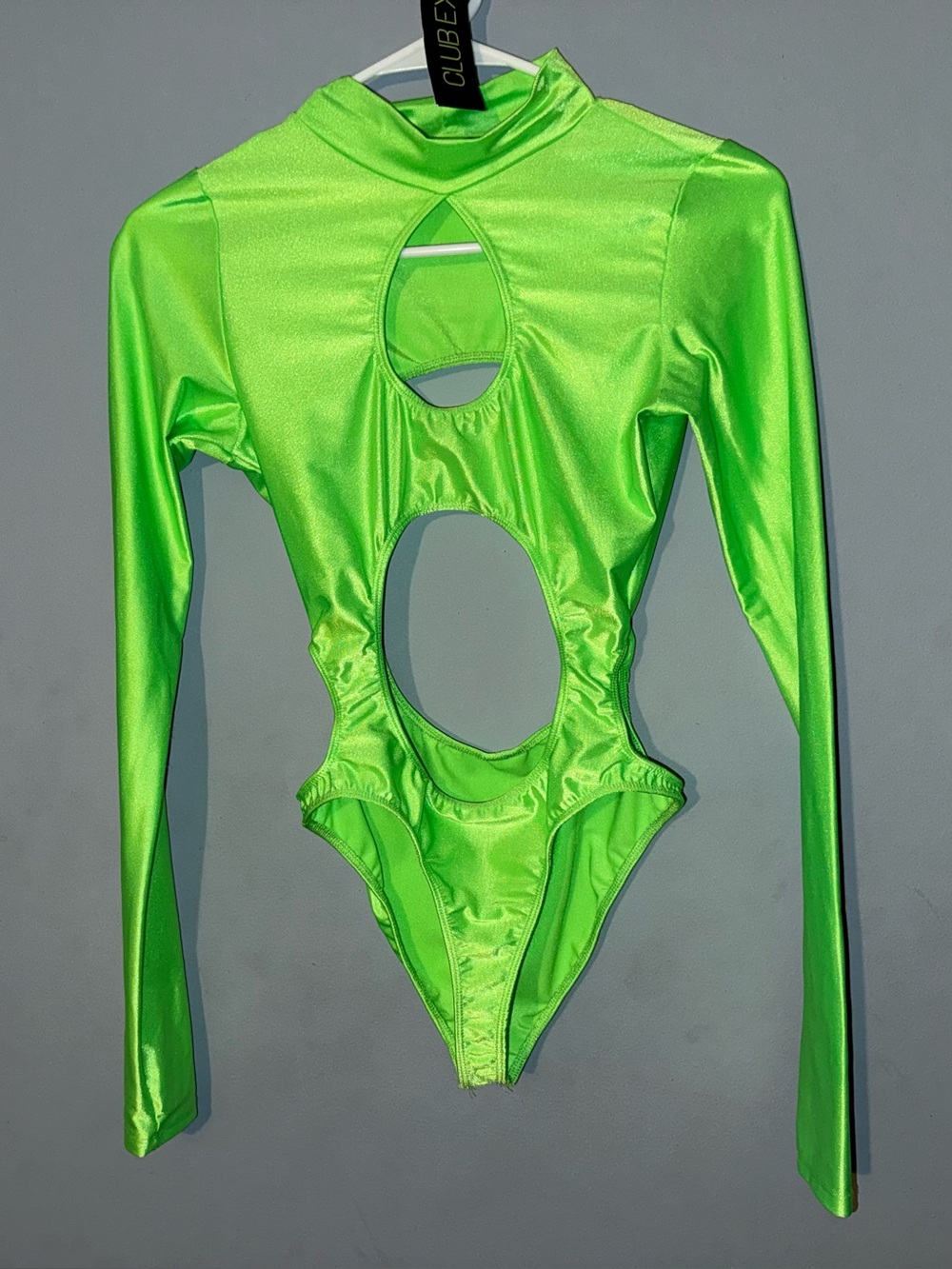 Dolls Kill Club Exx Forbidden Planet Lime Neon Green Long Bodysuit One Piece
